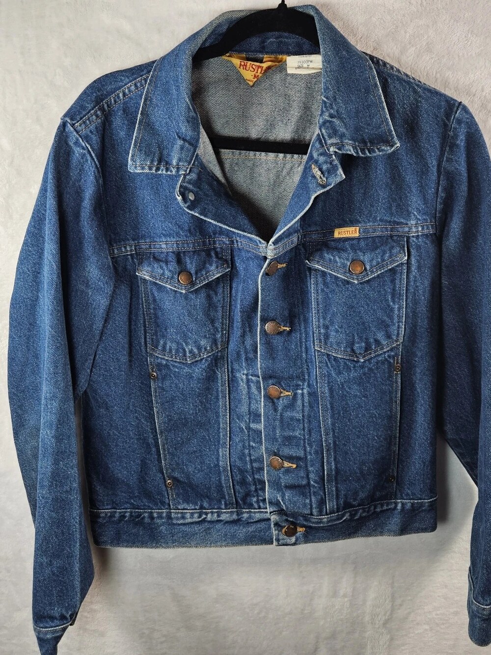 Vintage 80s Rustler Denim Trucker Jacket 13oz Medium Wash Womens Size Medium